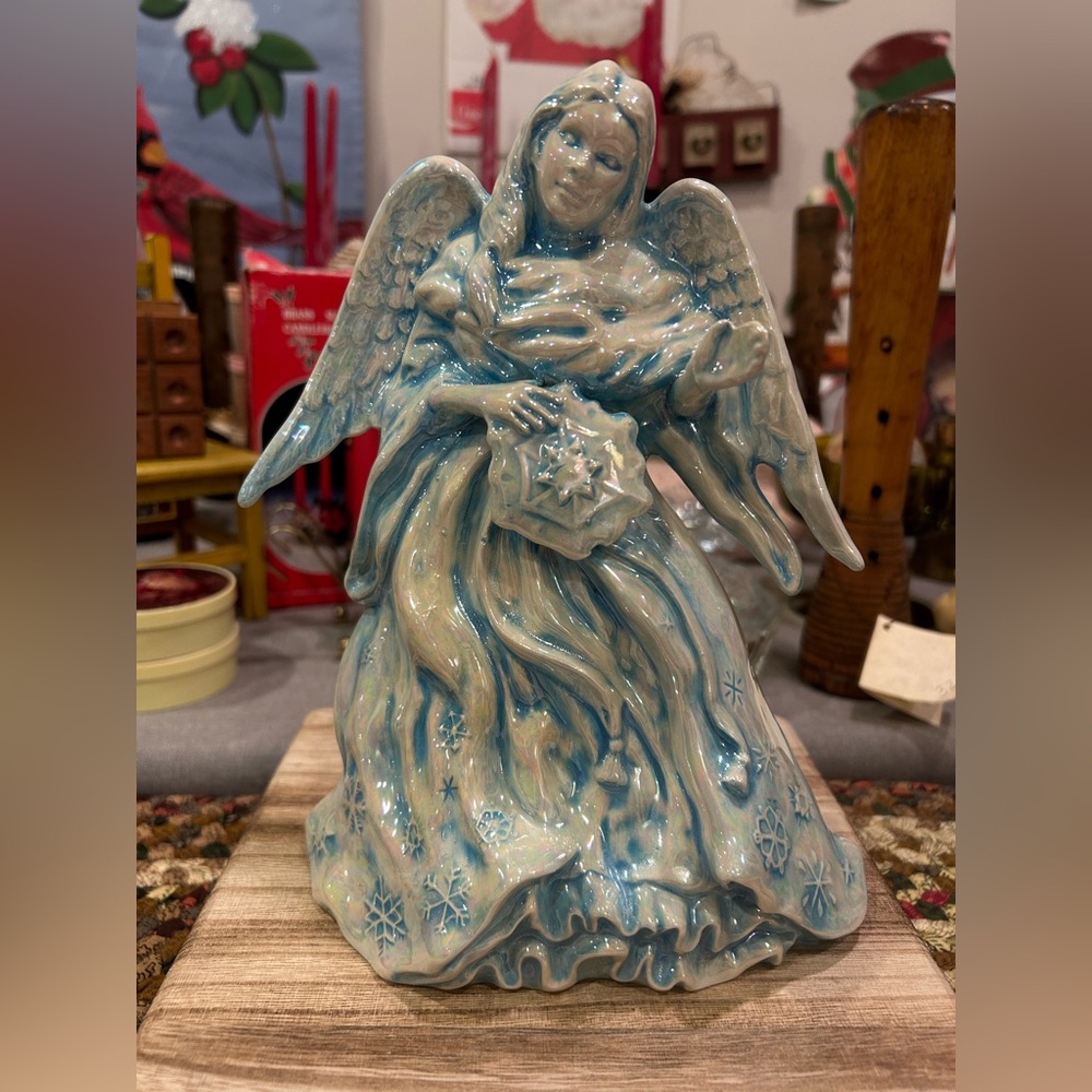 Ceramic Angel Figurine with Snowflake Design